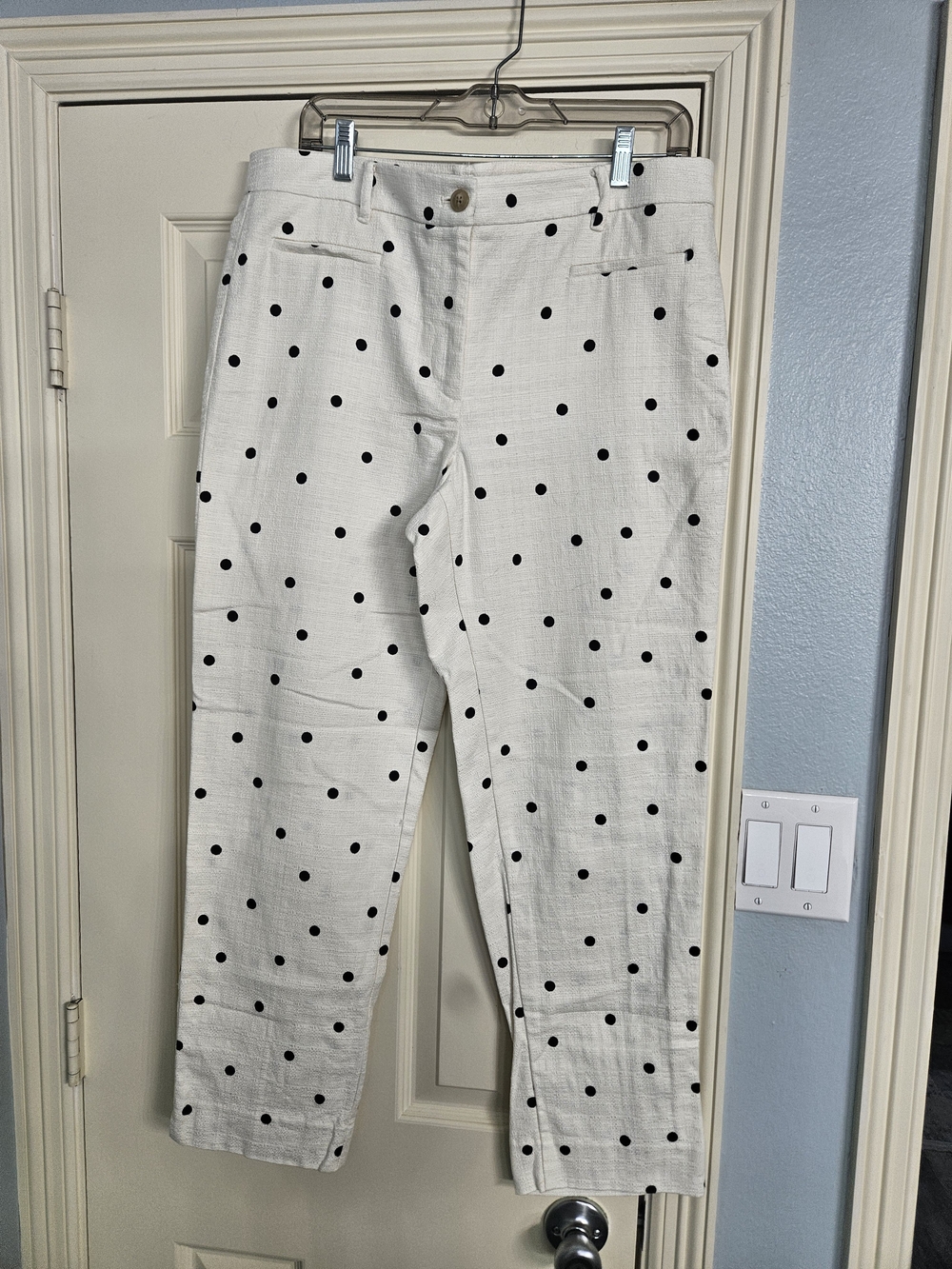 Ann Taylor 12T White Polka Dot Ankle Pants 28.5" inseam